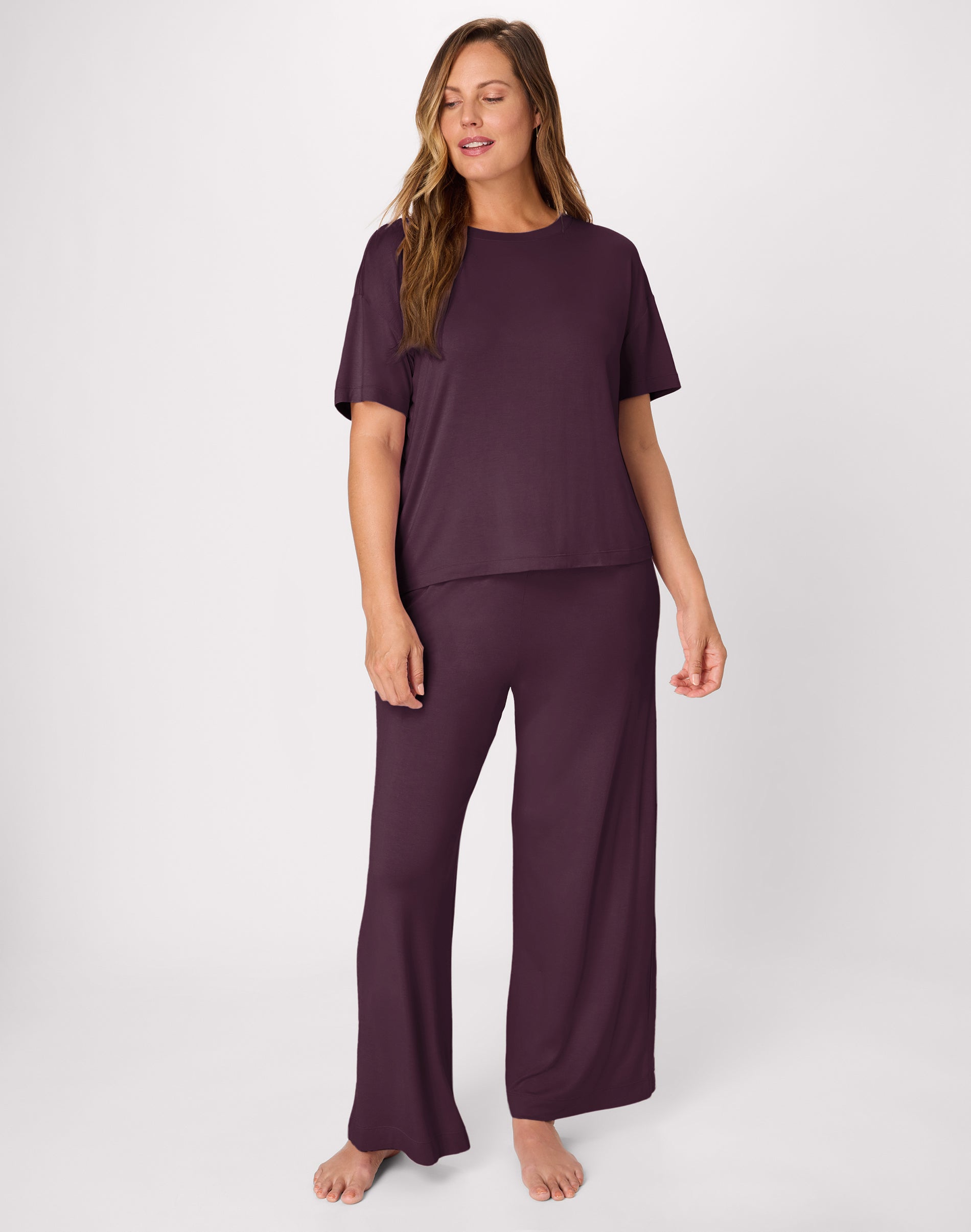 Bali Women's Pajama Set, T-Shirt & Pants, 29" Blackberry Jam/Blackberry Jam M
