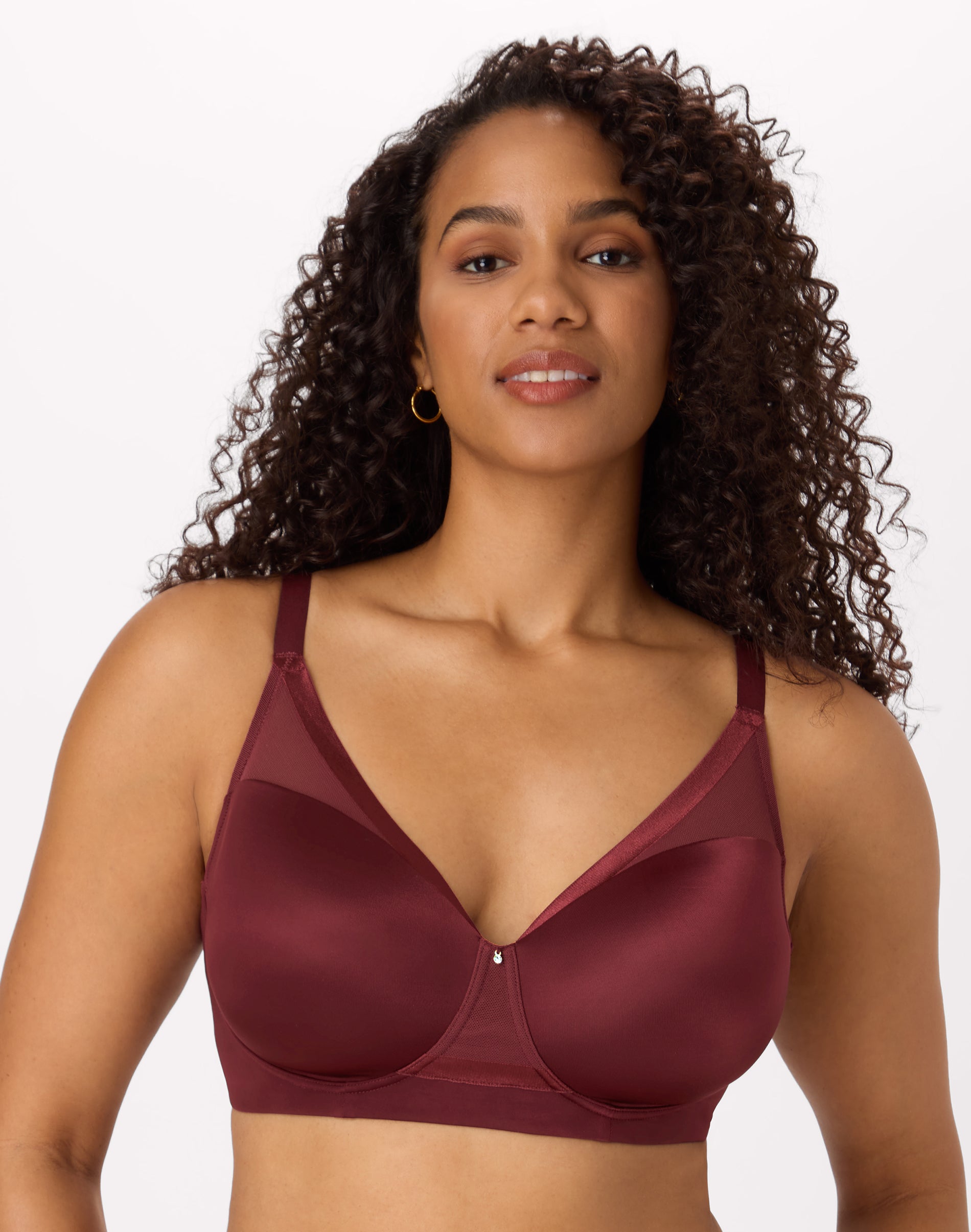Bali Flawless Fit Women's Wireless Bra with Foam, T-Shirt, Moisture Wicking Cola Red XL
