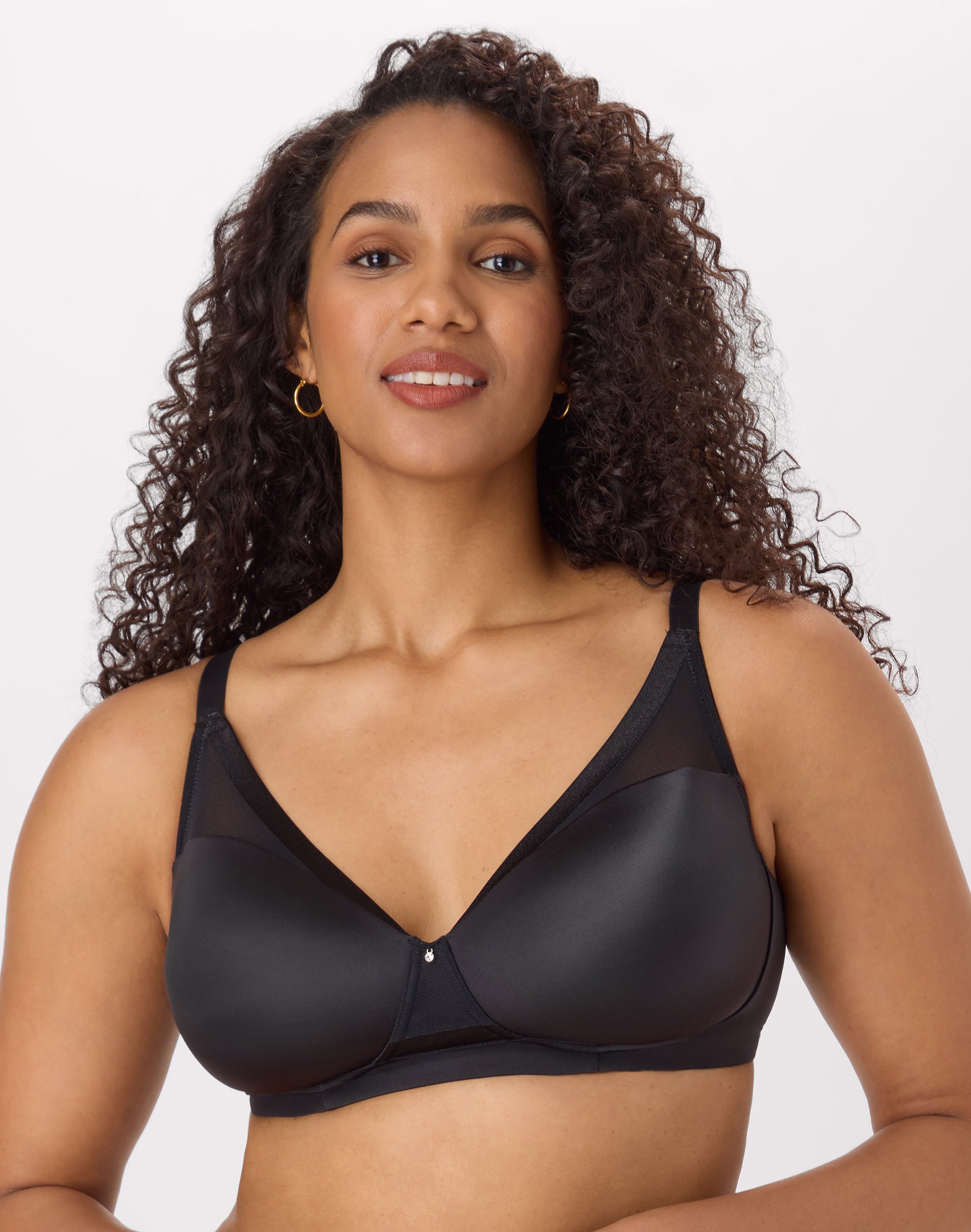 Bali Flawless Fit Women's Wireless Bra with Foam, T-Shirt, Moisture Wicking Black 3XL