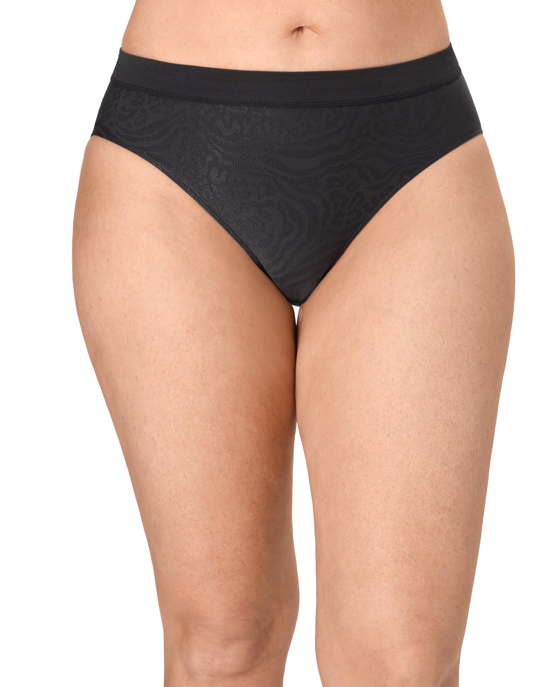 Bali One Smooth U All-Around Smoothing Hi-Cut Panty Black Mixed Animal 8 Women's