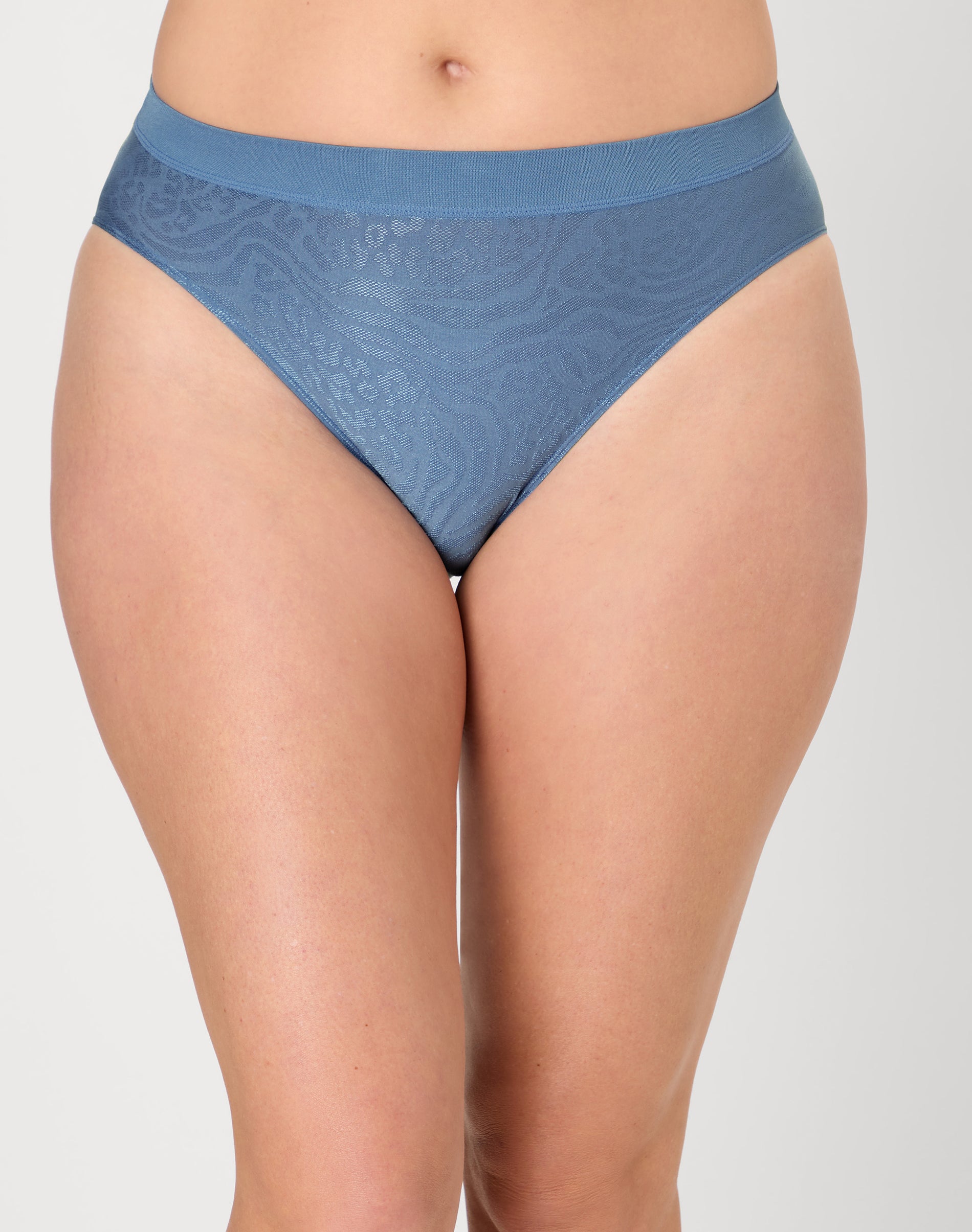 Bali One Smooth U All-Over Smoothing Hi Cut Brief Underwear 2362 - Antique Blue Mixed Animal