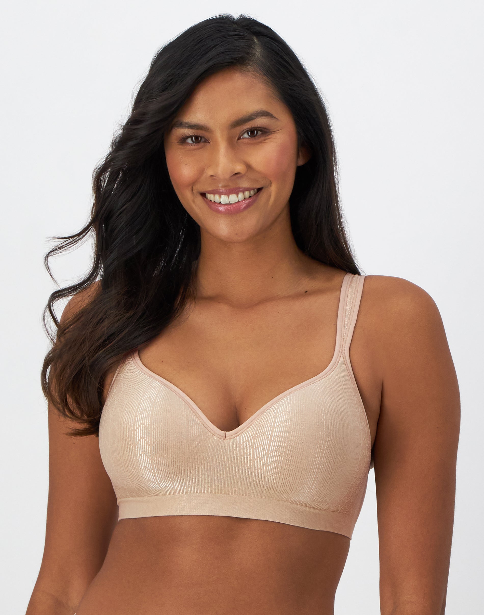 Bali Comfort Revolution Seamless Full Coverage Wireless Full Coverage Bra 3463, D, Beige