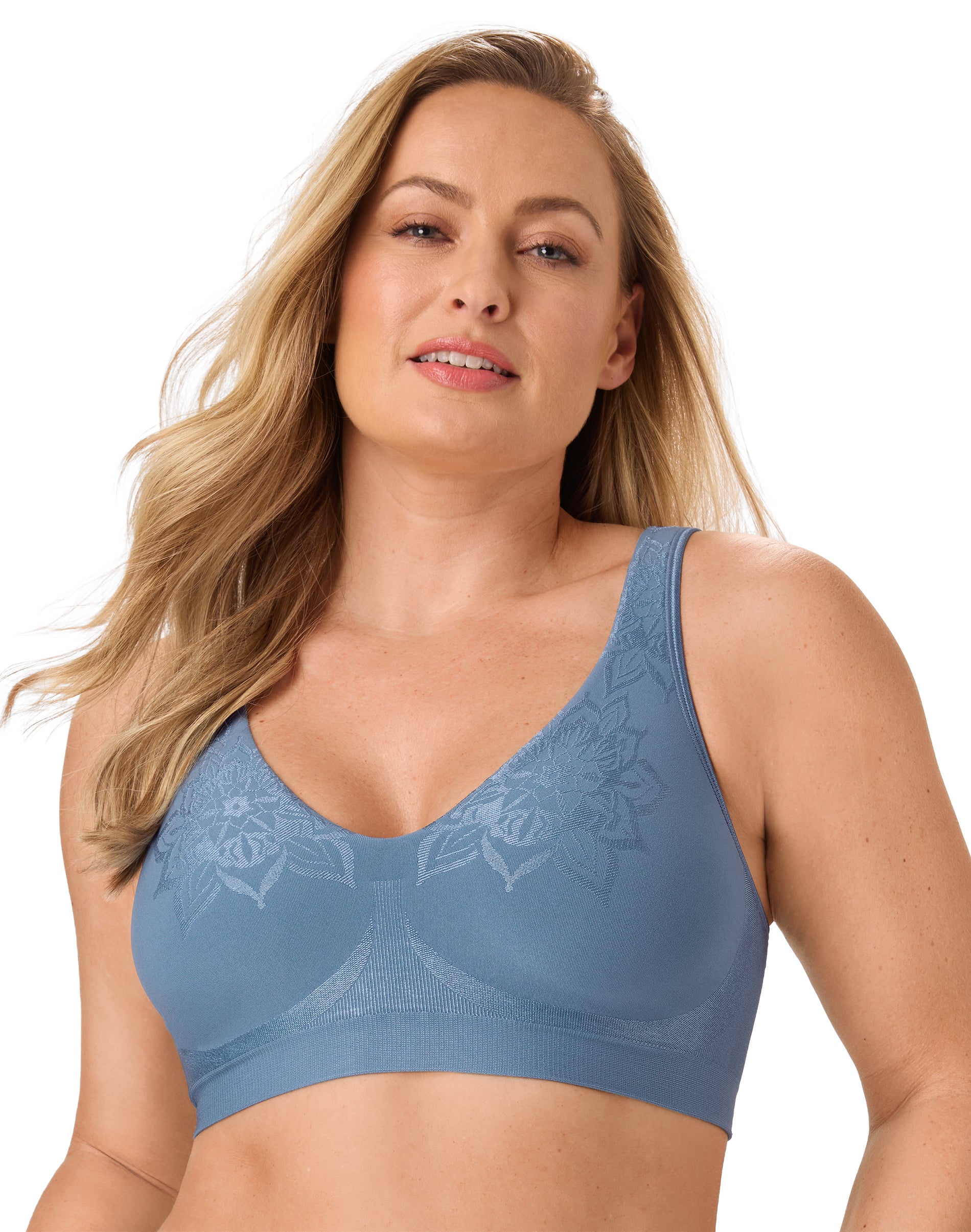 Bali Women's Comfort Revolution ComfortFlex Fit Wirefree Bra in Antique Blue Aztec | Size: XL | HerRoom.com
