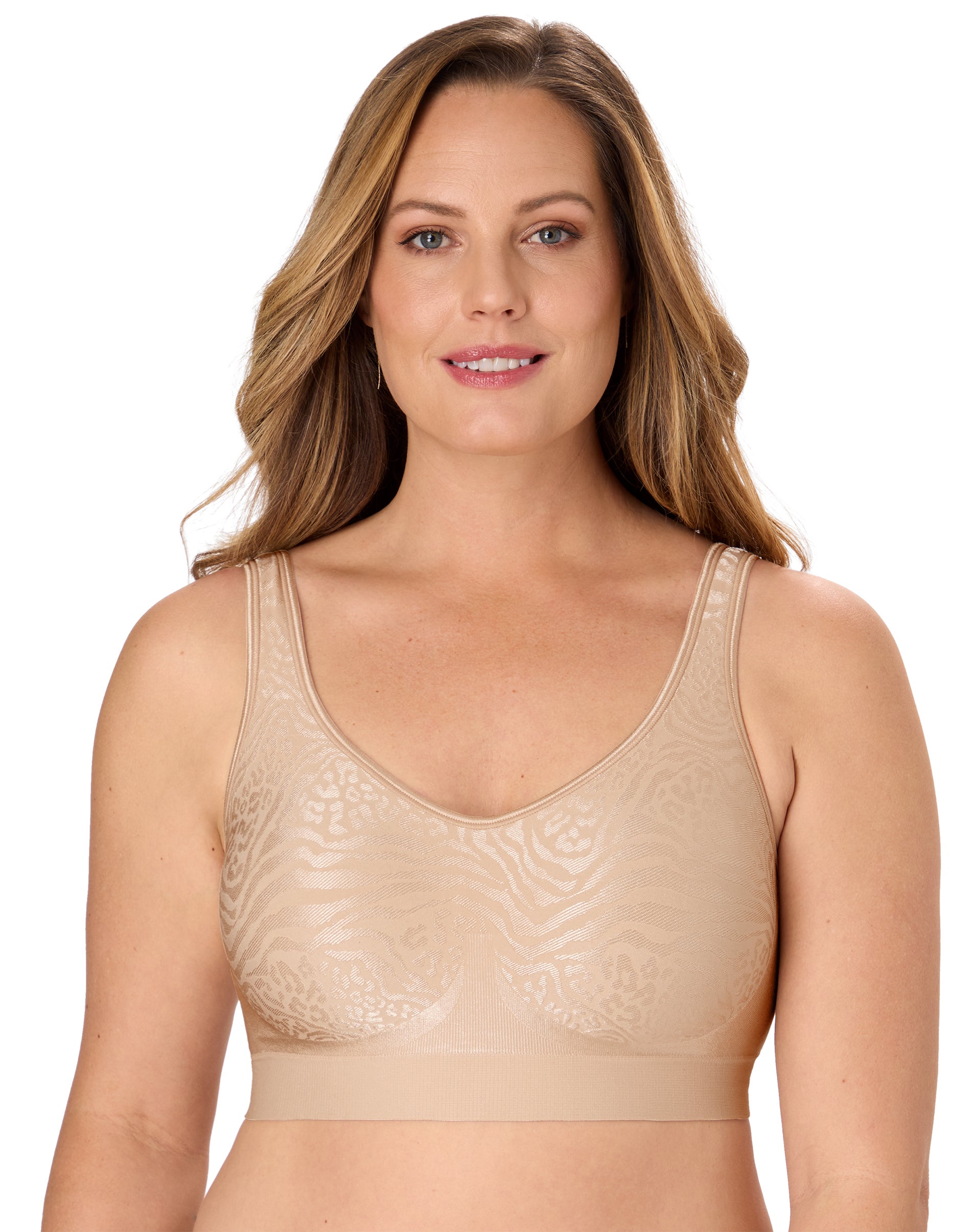 Bali Women's Comfort Revolution ComfortFlex Fit Seamless Shaping Wireless Bra 3488 - Almond Mixed Animal