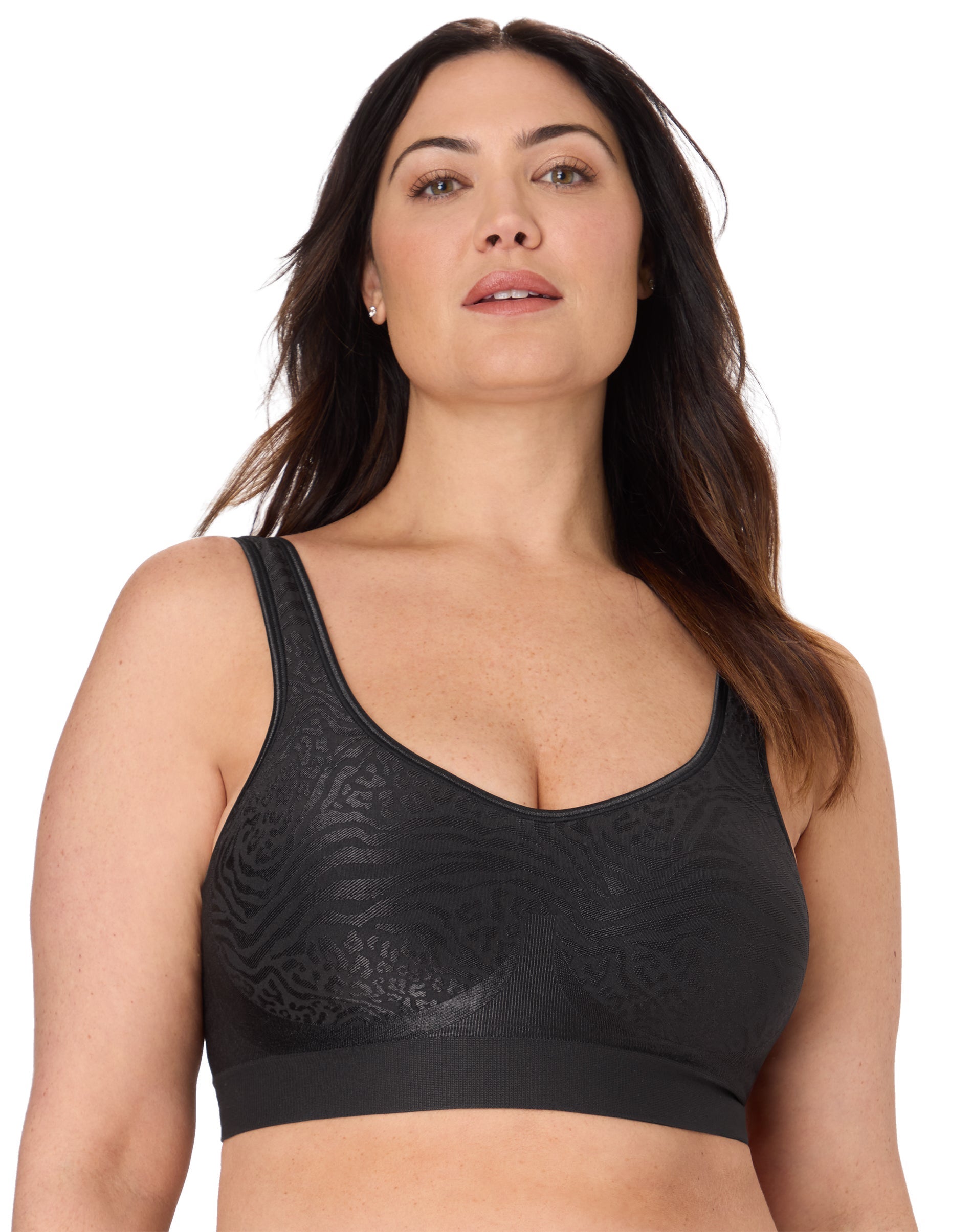 Bali Comfort Revolution ComfortFlex Fit Shaping Wireless Bra Black Mixed Animal 2XL