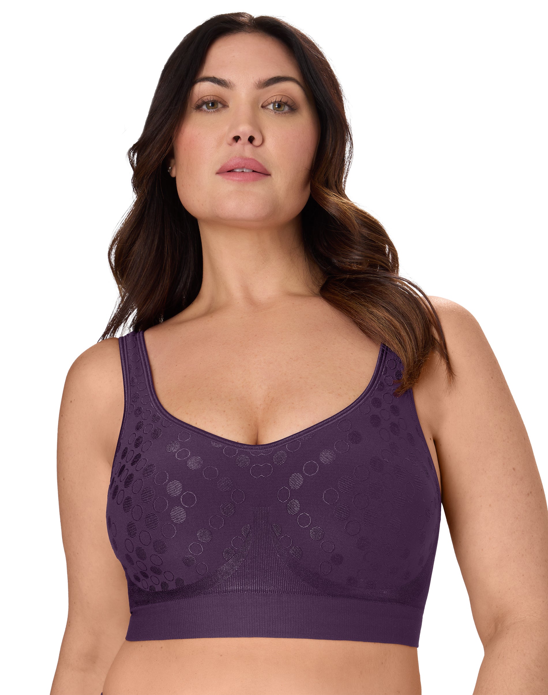Bali Women's Comfort Revolution ComfortFlex Fit Seamless Shaping Wireless Bra 3488 - Blackberry Jam Dot