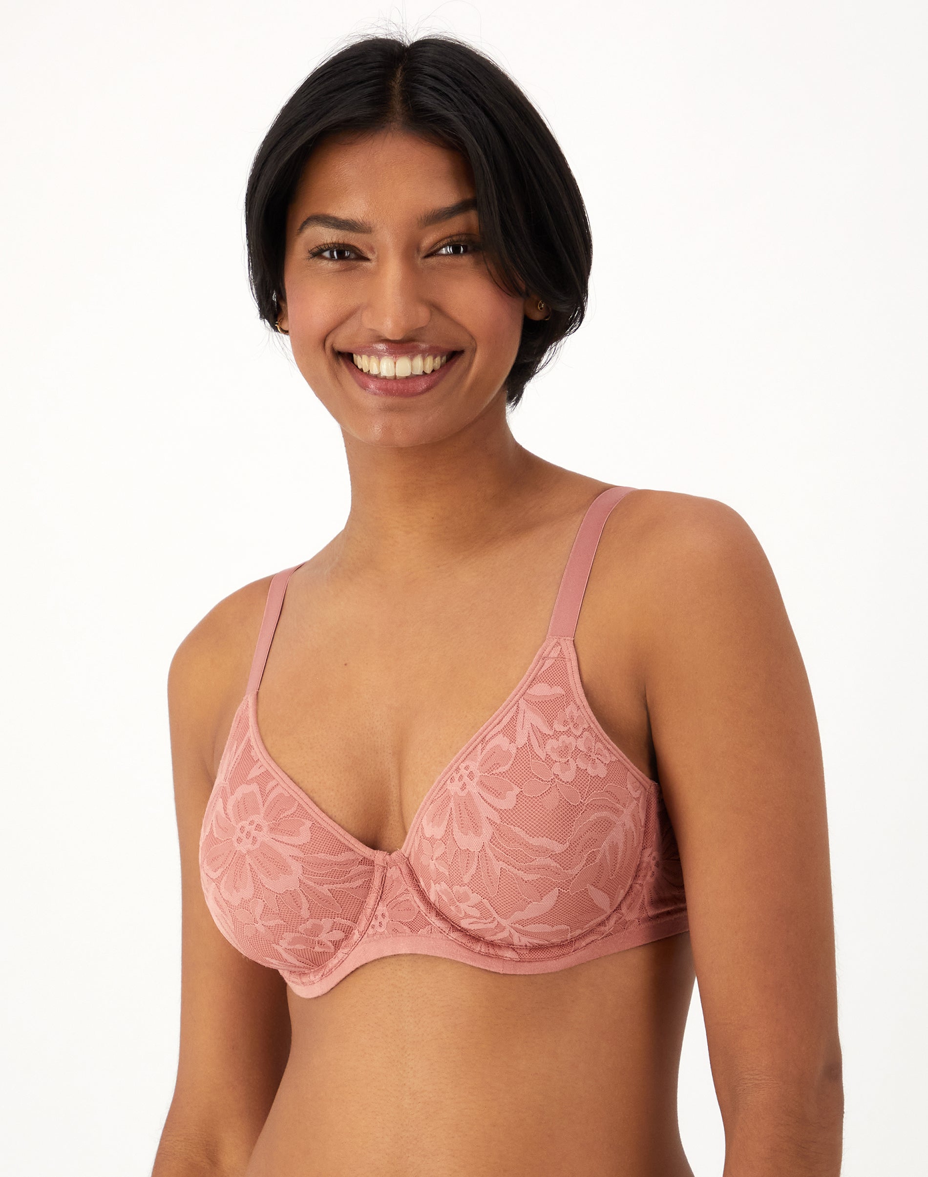 Bali Breathe Cotton Modal Lace Underwire Bra Misted Rose 40D