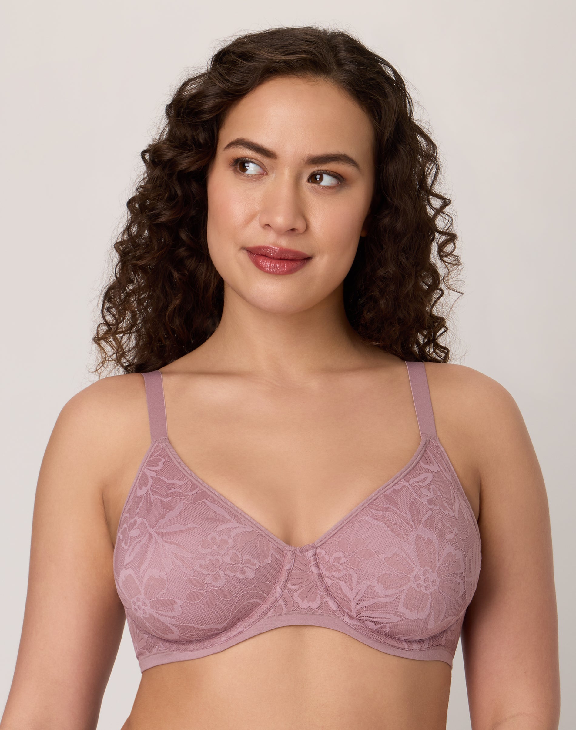 Bali Breathe Cotton Modal Lace Underwire Bra Smokey Purple Mauve 42DD