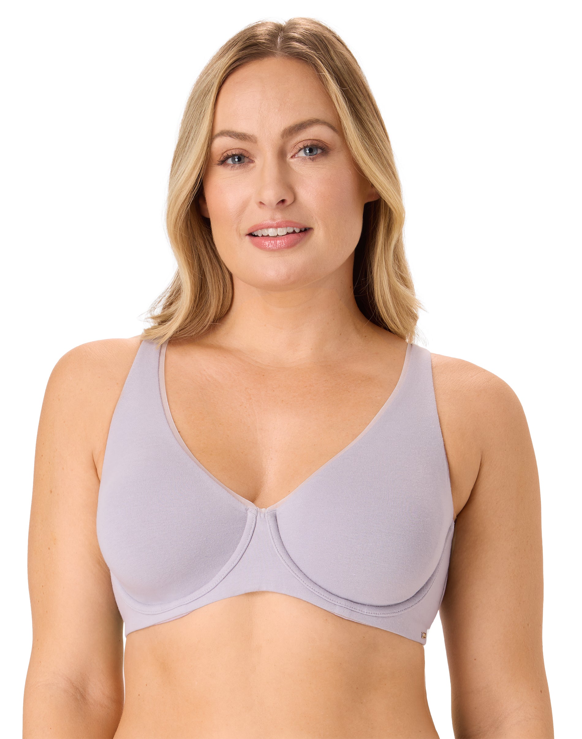 Bali Cotton Collection Underwire Bra, Moisture-Wicking, Convertible Whisper Violet 36D Women's