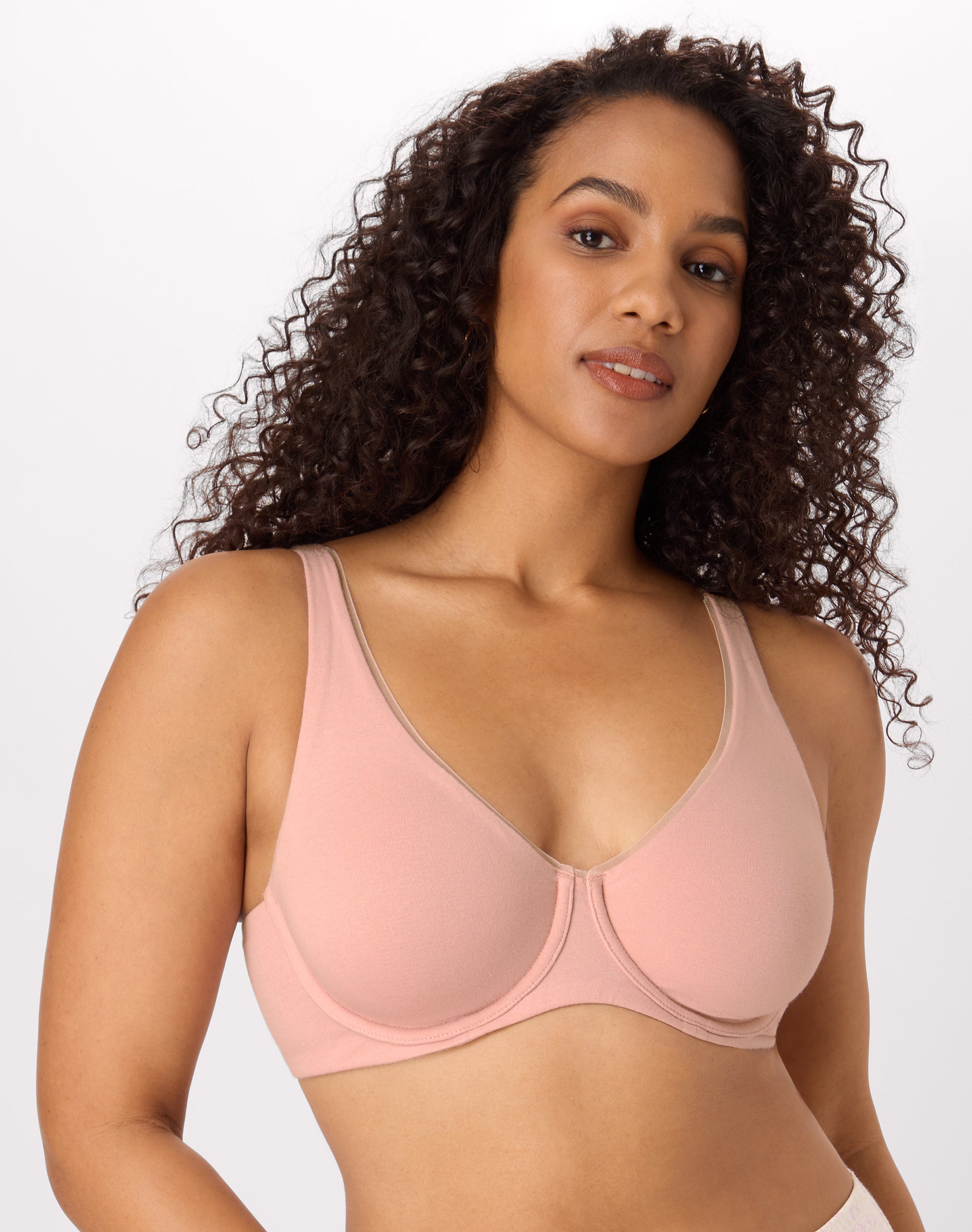Bali Cotton Collection Underwire Bra, Moisture-Wicking, Convertible Sheer Pale Pink 34DD