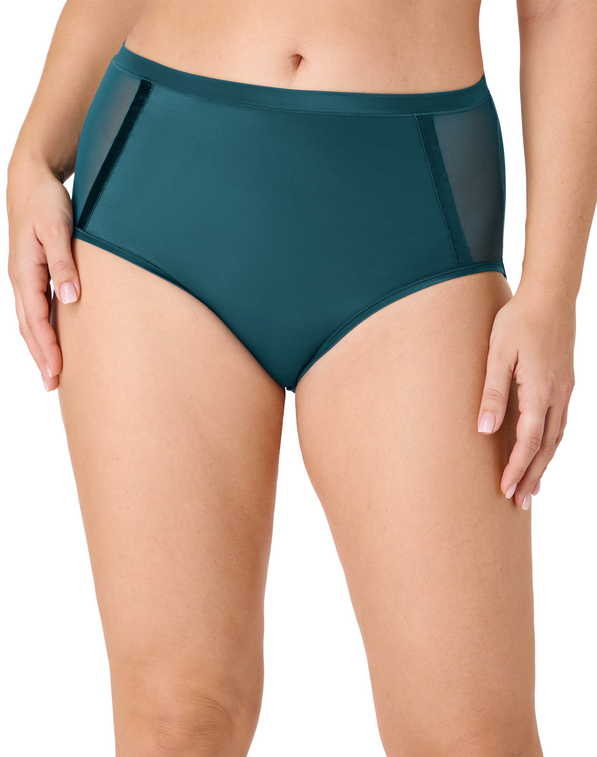 Bali Women's Underwear Brief, Flawless Fit, Moisture Wicking Sophisticated Teal 2XL