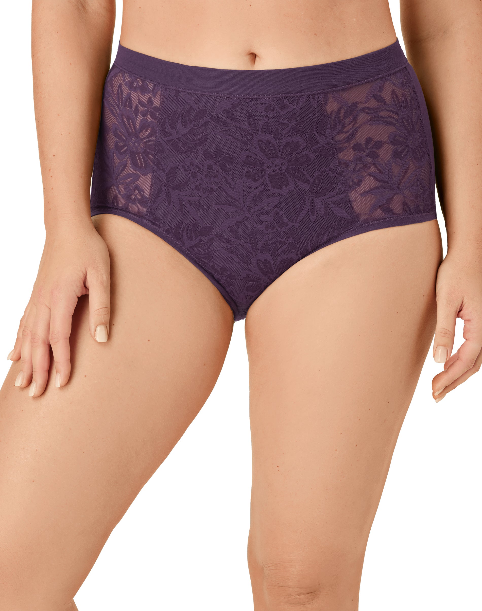 Bali Women's Breathe Lace High-Rise Brief Underwear Dfclbf - Blackberry Jam