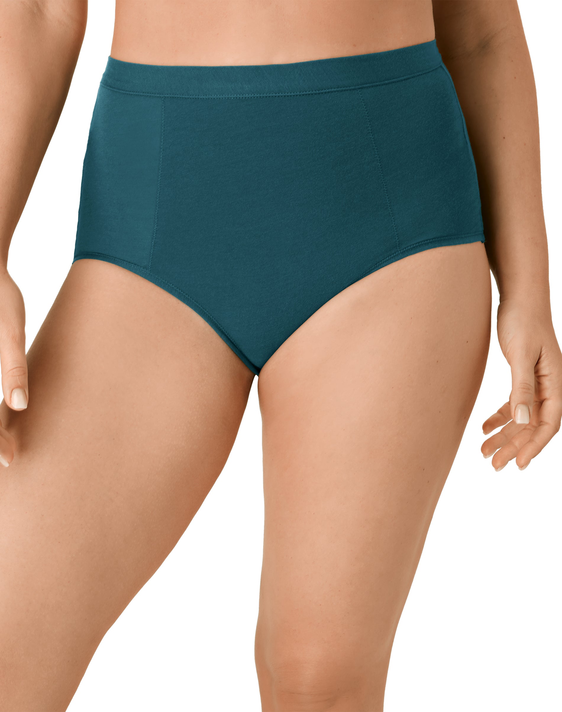 Bali Breathe Women's Underwear High-Waist Briefs - Cotton Modal - Tailored Sophisticated Teal XL