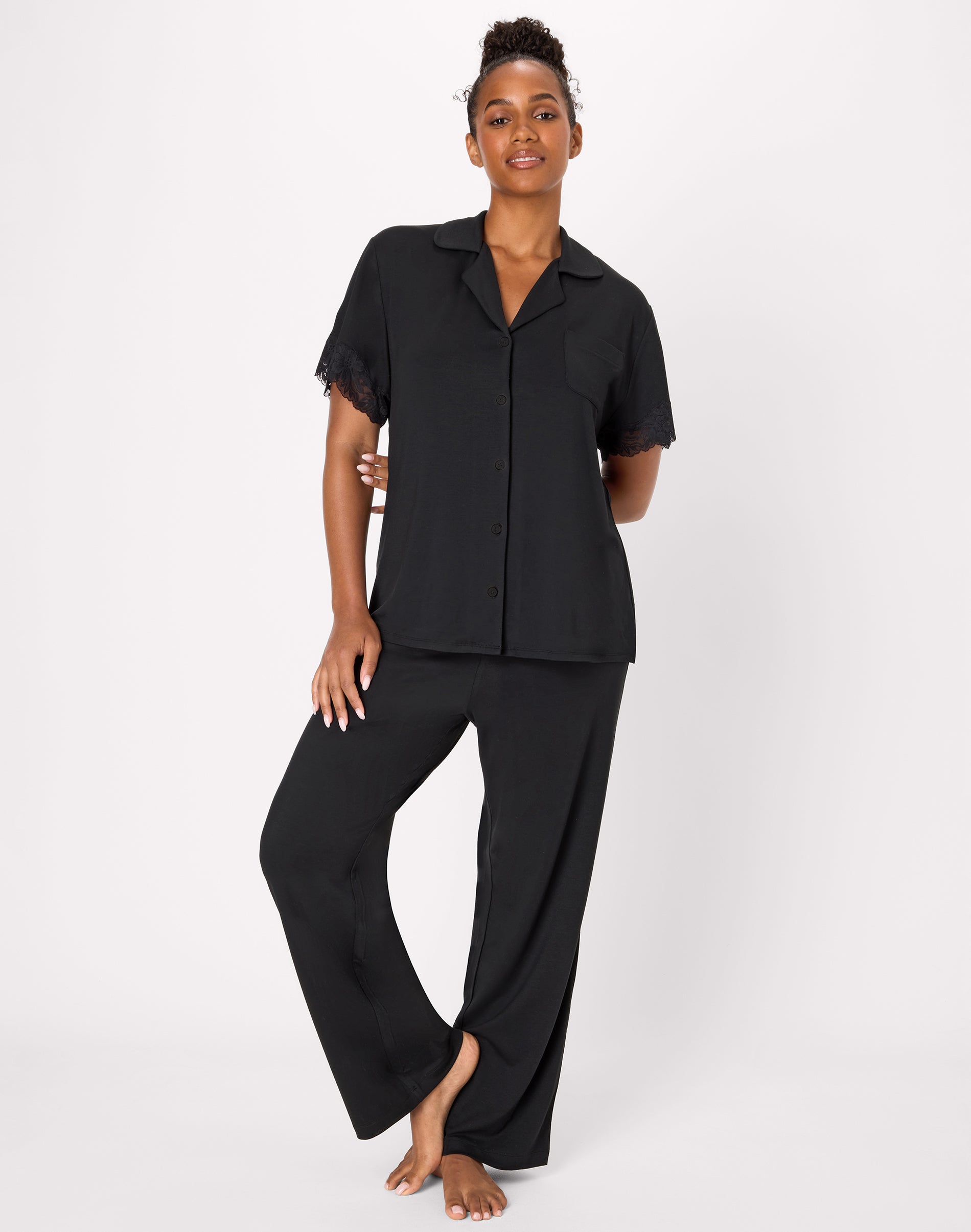 Bali Breathe Women's Pajama Set, Breathable Two-Piece Loungewear Black M