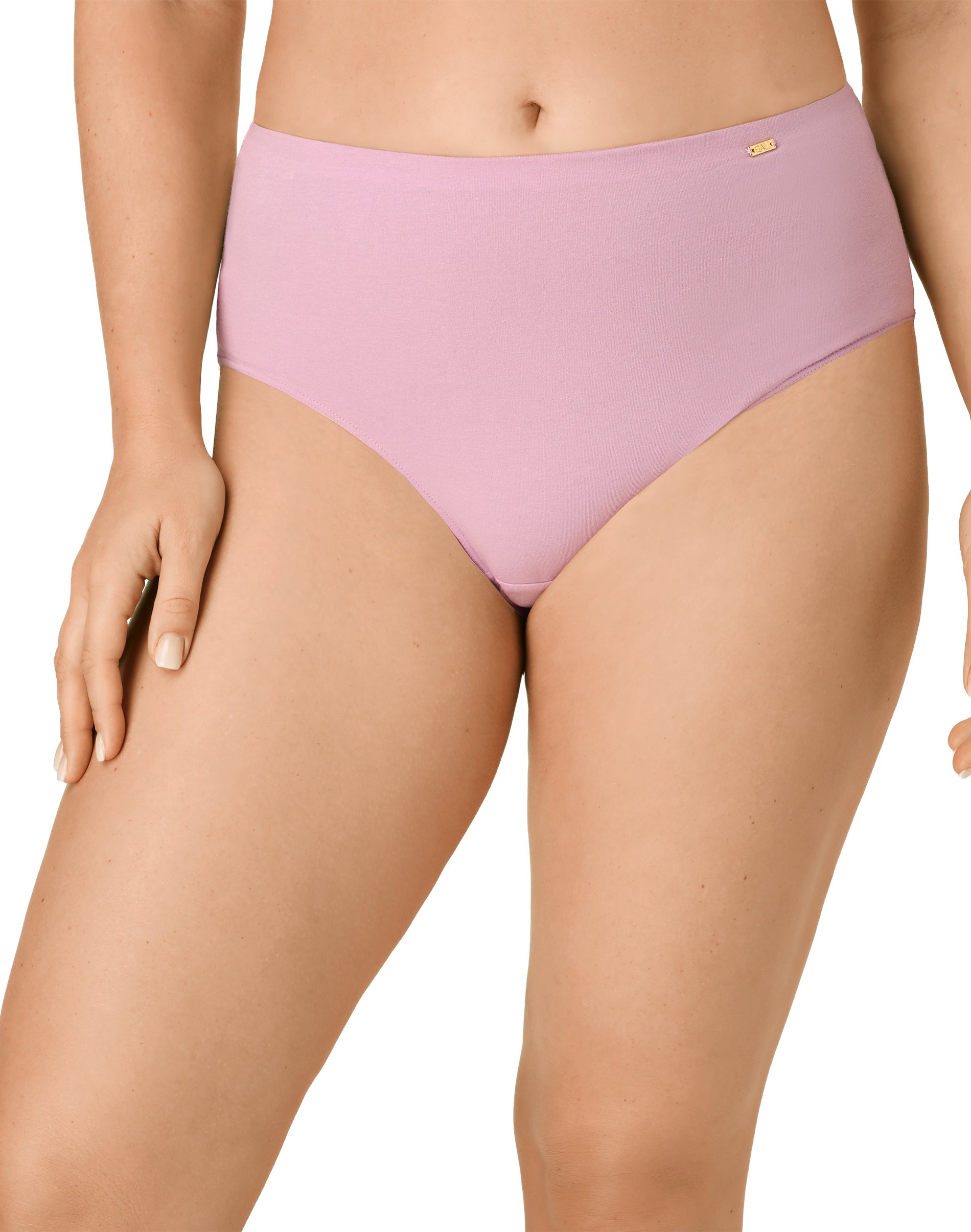 Bali Lux Underwear Brief, Light Tummy Support, Cotton-Stretch Essentials, Moisture Wicking Sugarplum Purple 8 Women's