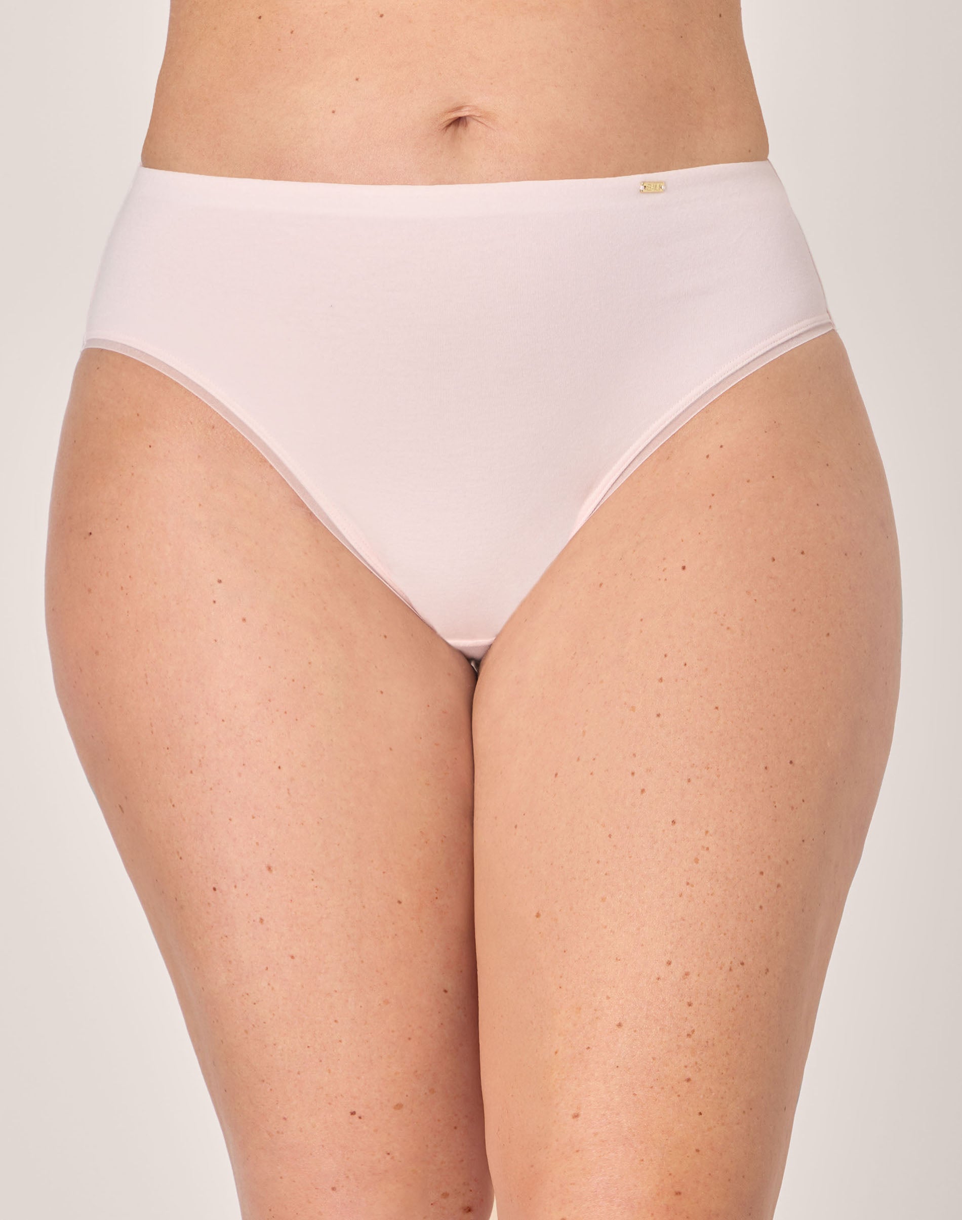 Bali Lux Cotton Essentials Hi-Cut Underwear, Cool Comfort Blend Light Buff 9 Women's