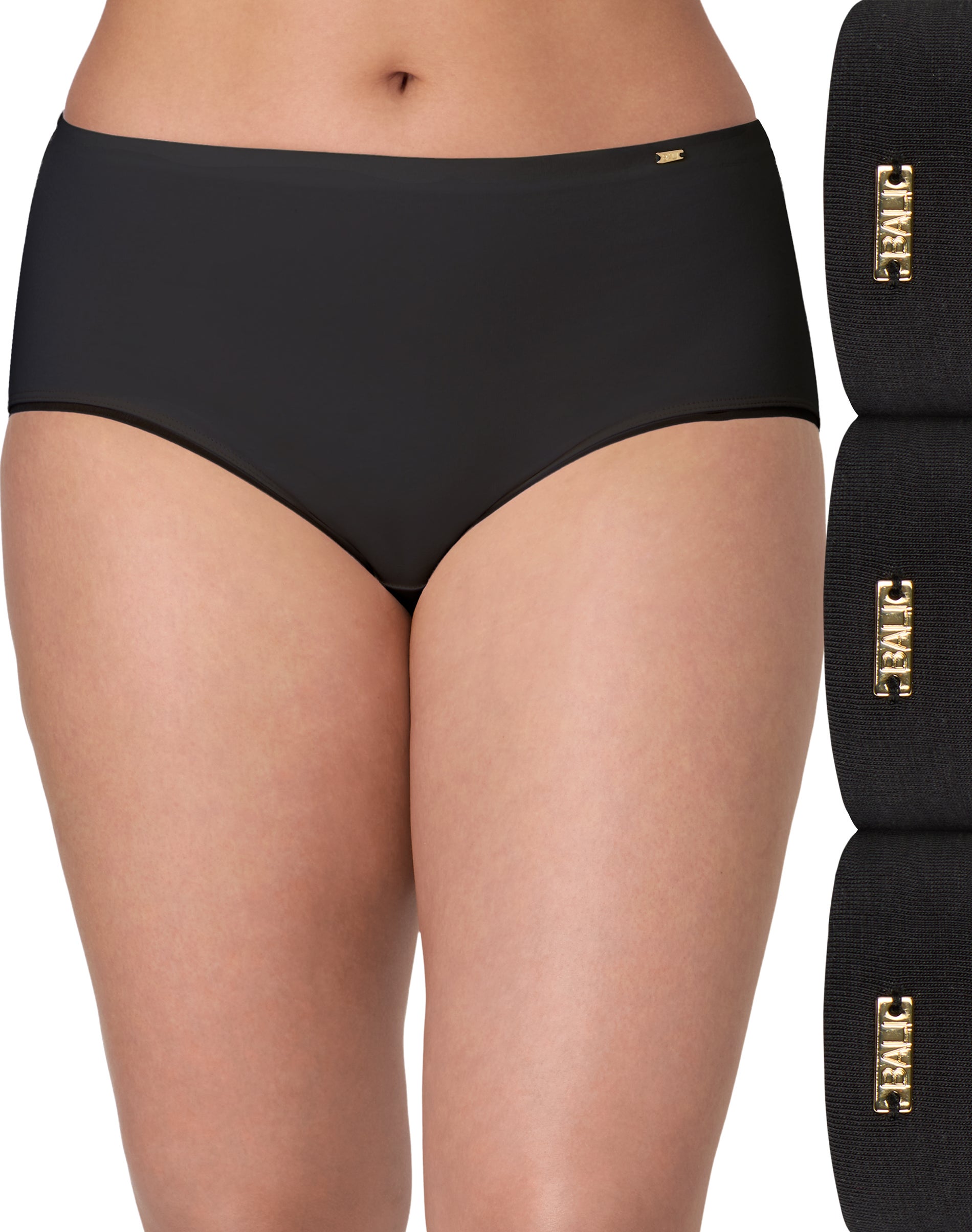 Bali Lux Cotton Essentials Hipster Underwear, 3-Pack Black 9 Women's