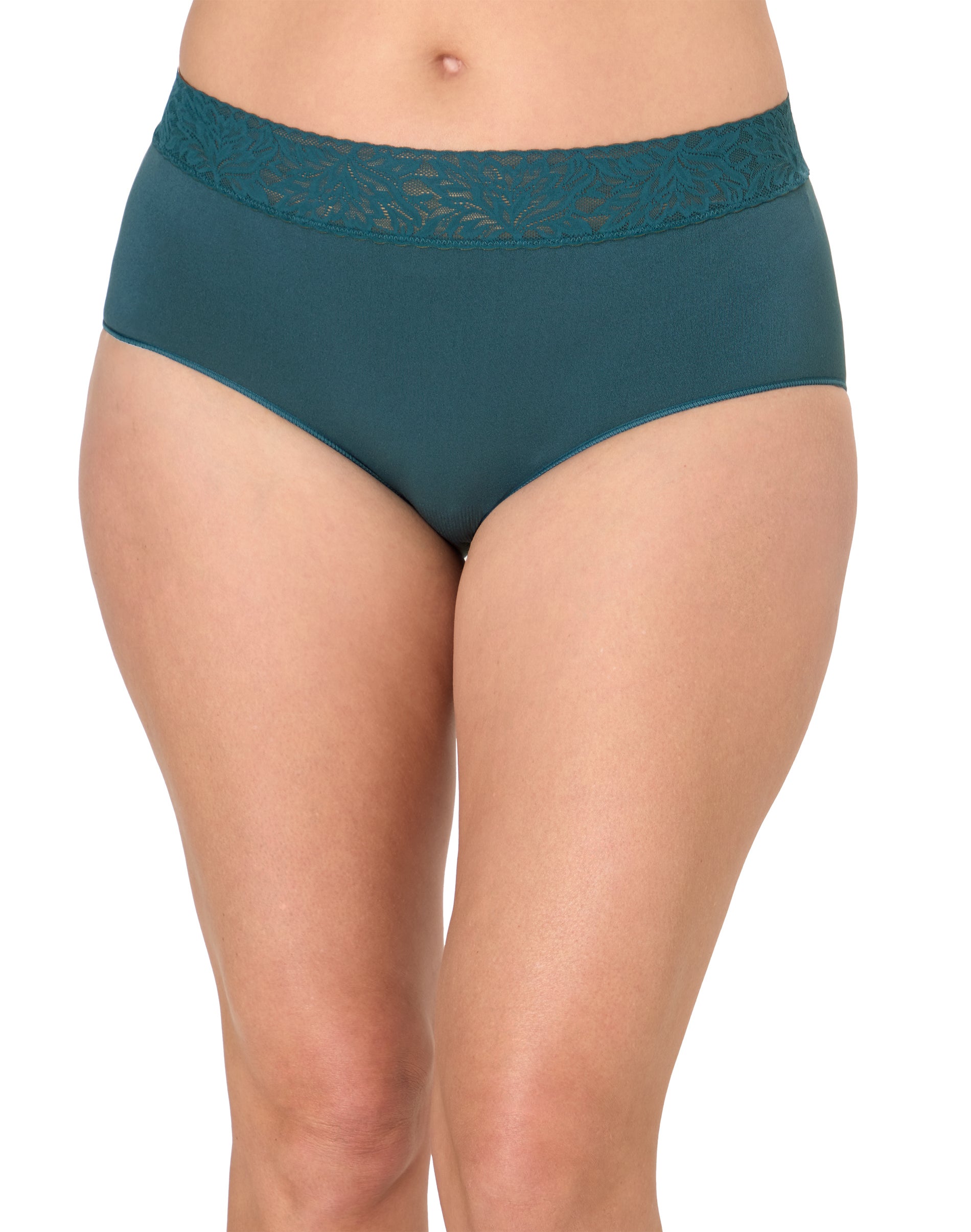 Bali Modern Seamless Lace Trim Brief Underwear Sophisticated Teal 9 Women's